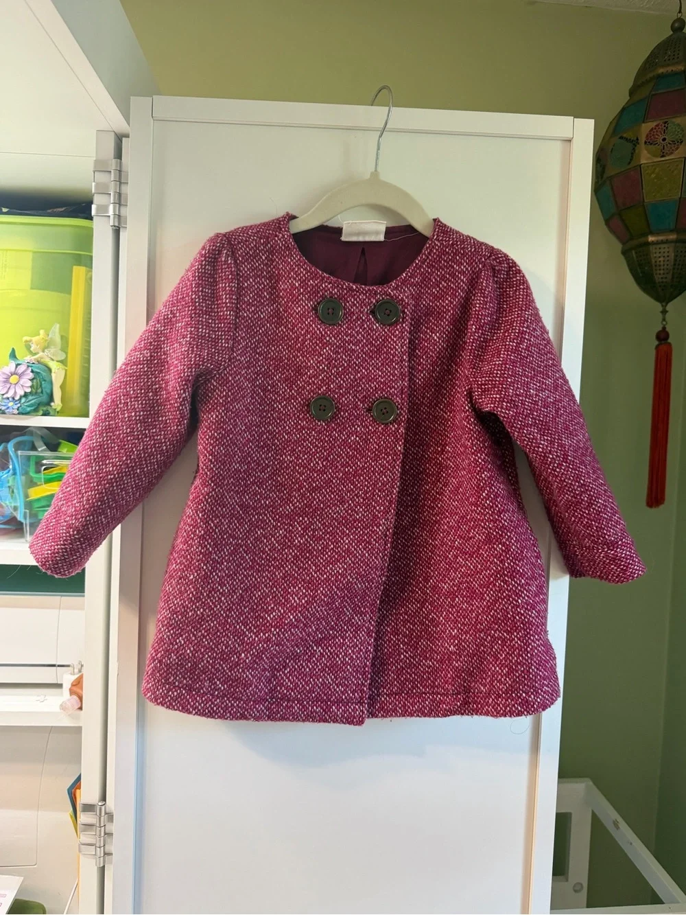 Crazy 8 Girls' Pink Tweed Double-Breasted Pea Coat